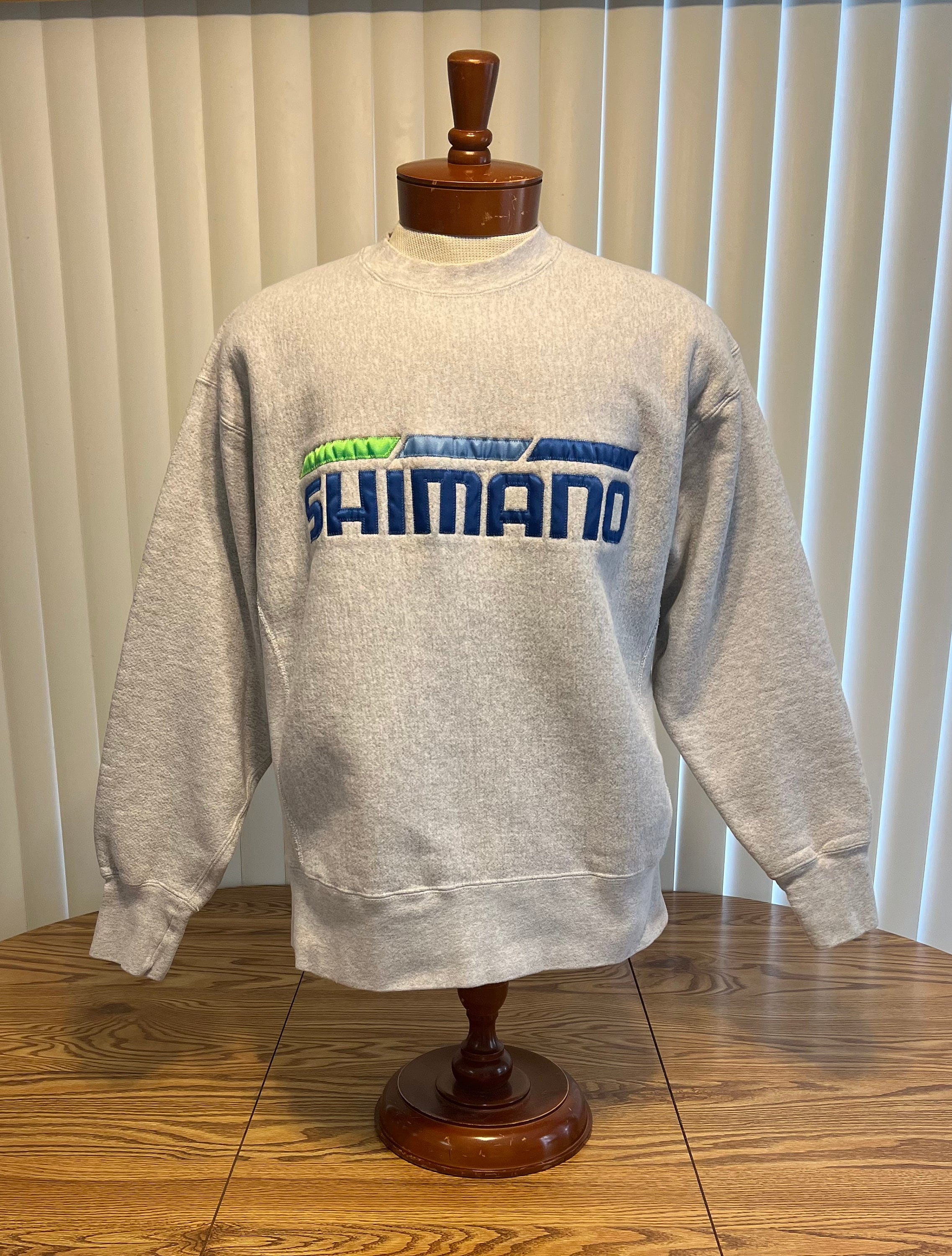 Vintage 1990s Shimano Logo Sweatshirt Sweater Gray Lee Heavyweight Mens XL  