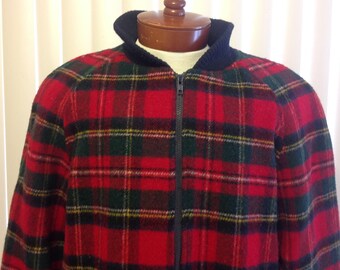 Mackintosh New England Red Tartan Plaid Jacket Wool Nylon Zip Womens Size 14