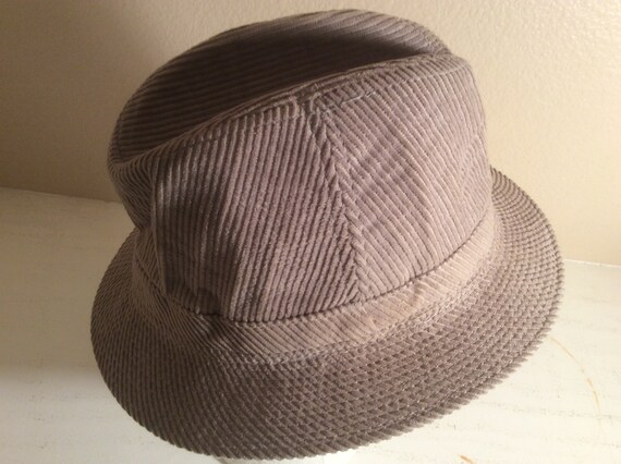 Vintage Young An Gray Corduroy Bucket Fedora Hat … - image 2