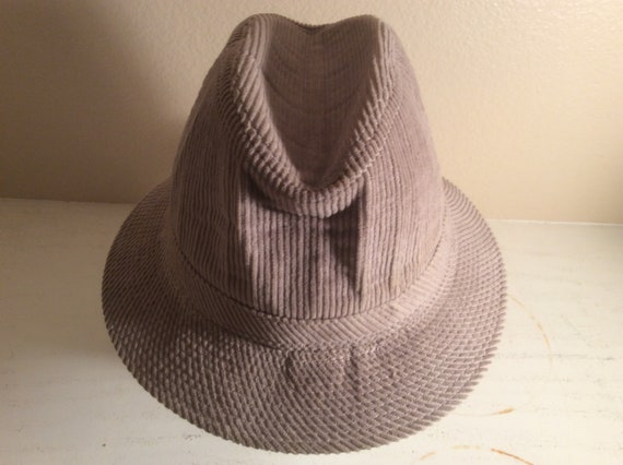Vintage Young An Gray Corduroy Bucket Fedora Hat … - image 4