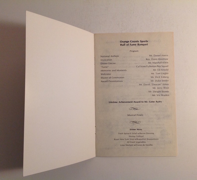 Orange County Sports Hall Of Fame 1981 Banquet Program Vintage Etsy
