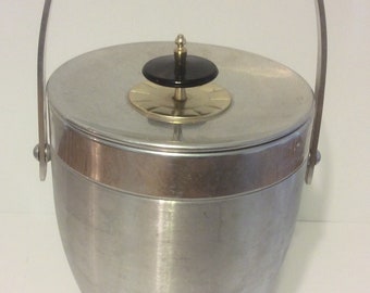 Kromex Mid Century Modern Ice Bucket Atomic Spun Aluminum Sputnik Vintage Barware