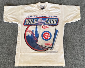 Chicago Cubs VTG Youth T Shirt 1998 Wild Card Game White 10/12 MLB Baseball