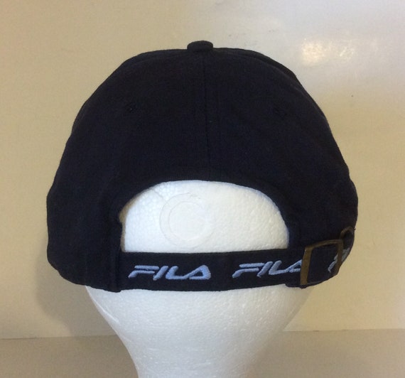 Fila Vintage 90s Strapback Hat Offset “F” Logo Bl… - image 3