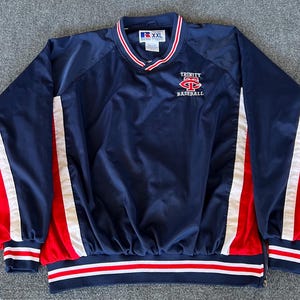 Trinity Baseball Russell Athletic VTG Jacket Pullover Coaches Windbreaker RWB