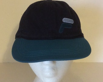 Fila Vintage 90s Strapback Hat Offset “F” Logo Blue Teal