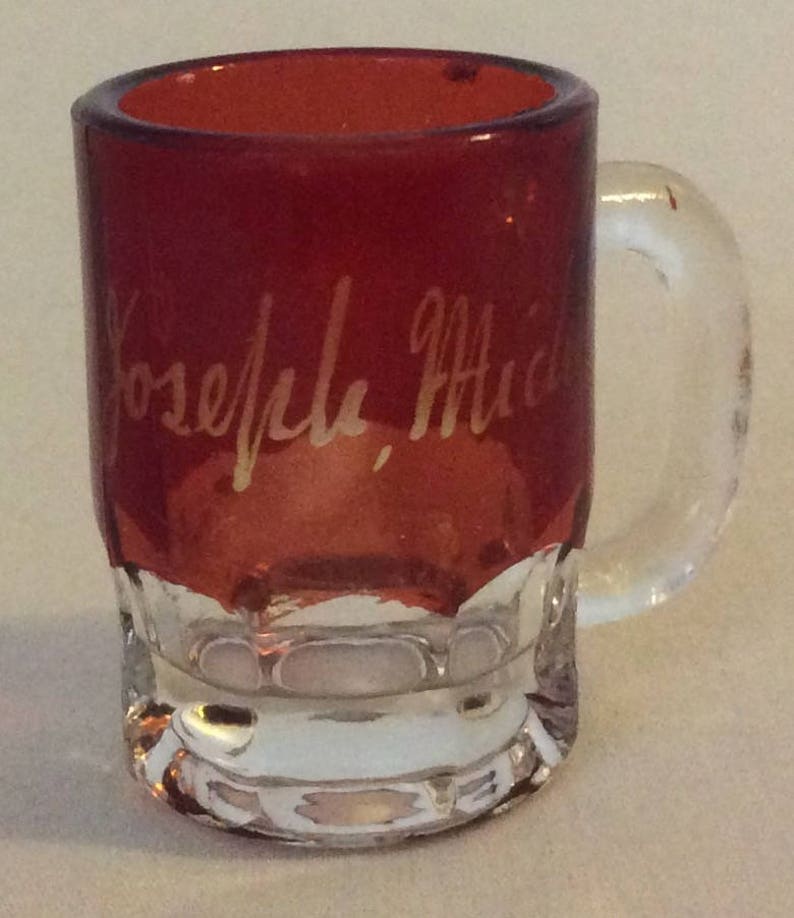 Vintage EAPG Ruby Flash Souvenir Glass Toothpick Holder Etsy