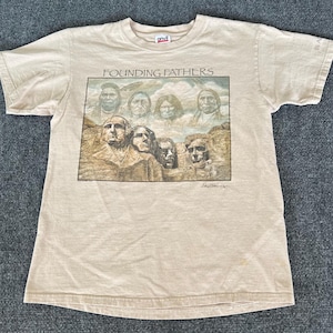 Black Hills South Dakota VTG T Shirt Brown “Founding Fathers” Tourist Anvil M