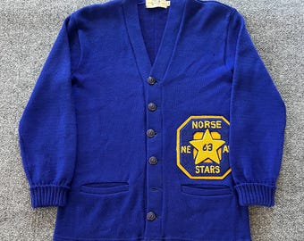 VTG 60s New Era Letterman Cardigan Sweater Norse Stars Chicago Knitting Mills
