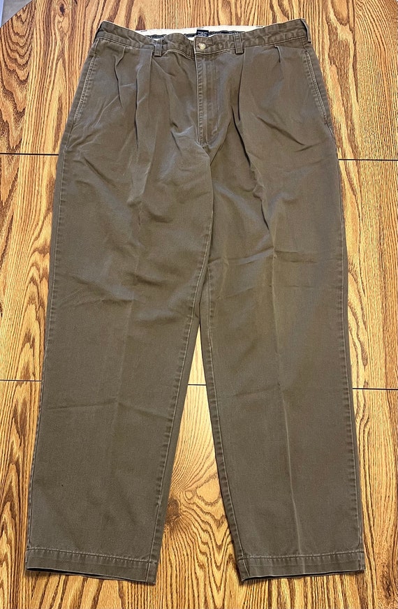 Ralph Lauren Polo Chino Pants 36x32 Green Pleated 