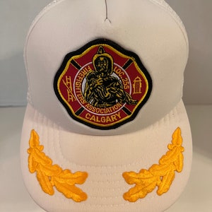 Calgary Firefighters Association LOC 225 VTG SnapBack Hat White Scrambled Eggs