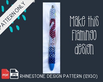 Rhinestone Pen Template, Flamingo Pattern, Flatback rhinestone pattern, Digital pattern