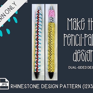 Rhinestone Pen Template, Pencil & Paper Pattern, Flatback rhinestone pattern, Digital patterns, Teacher gift