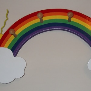 Rainbow Wall Coat/hat rack w/ cloud and sun