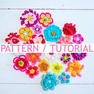 US/UK Crochet pattern tutorial 6 different flowers