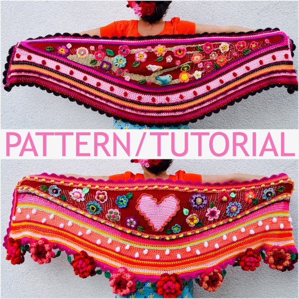 UK/USA/Spanish/French Tutorial/Pattern how to design and crochet a #polleviewrap