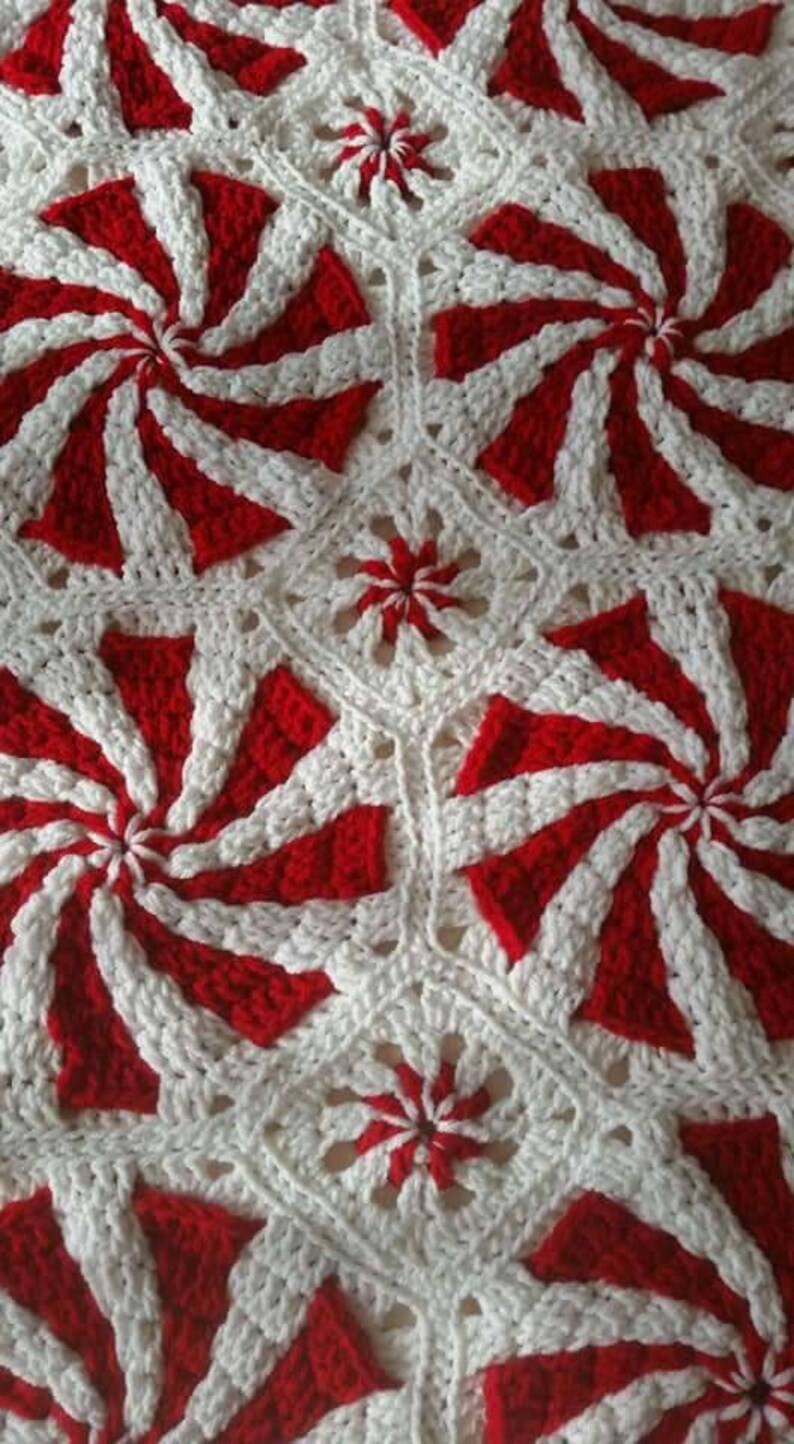 Peppermint Afghan Throw Christmas Candy Cane Decoration Etsy