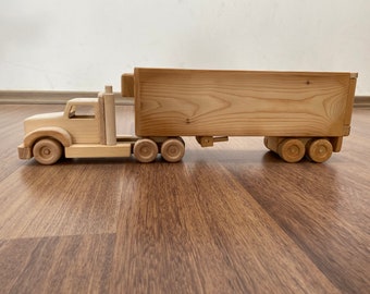 Jeffery de koelkast houten speelgoedtruck - een speelgoedoplegger gemaakt van hout