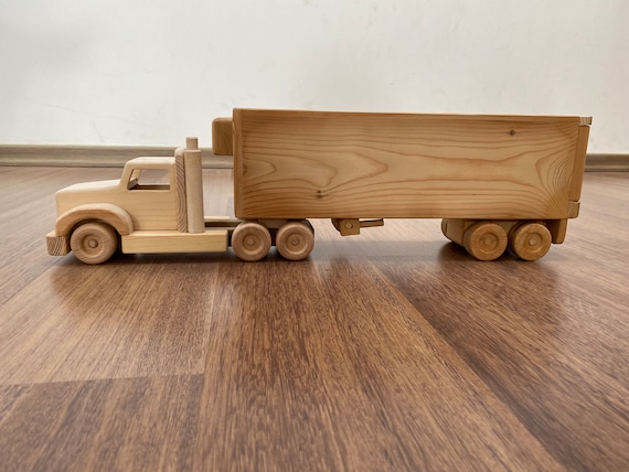 Jeffery the Refrigerator Wooden Toy Truck a Semi trailer Toy Made