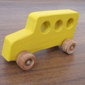 School bus toy - yellow wooden car