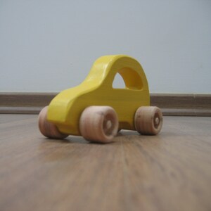 Wooden toy cars set of four blue, green, red, yellow image 4