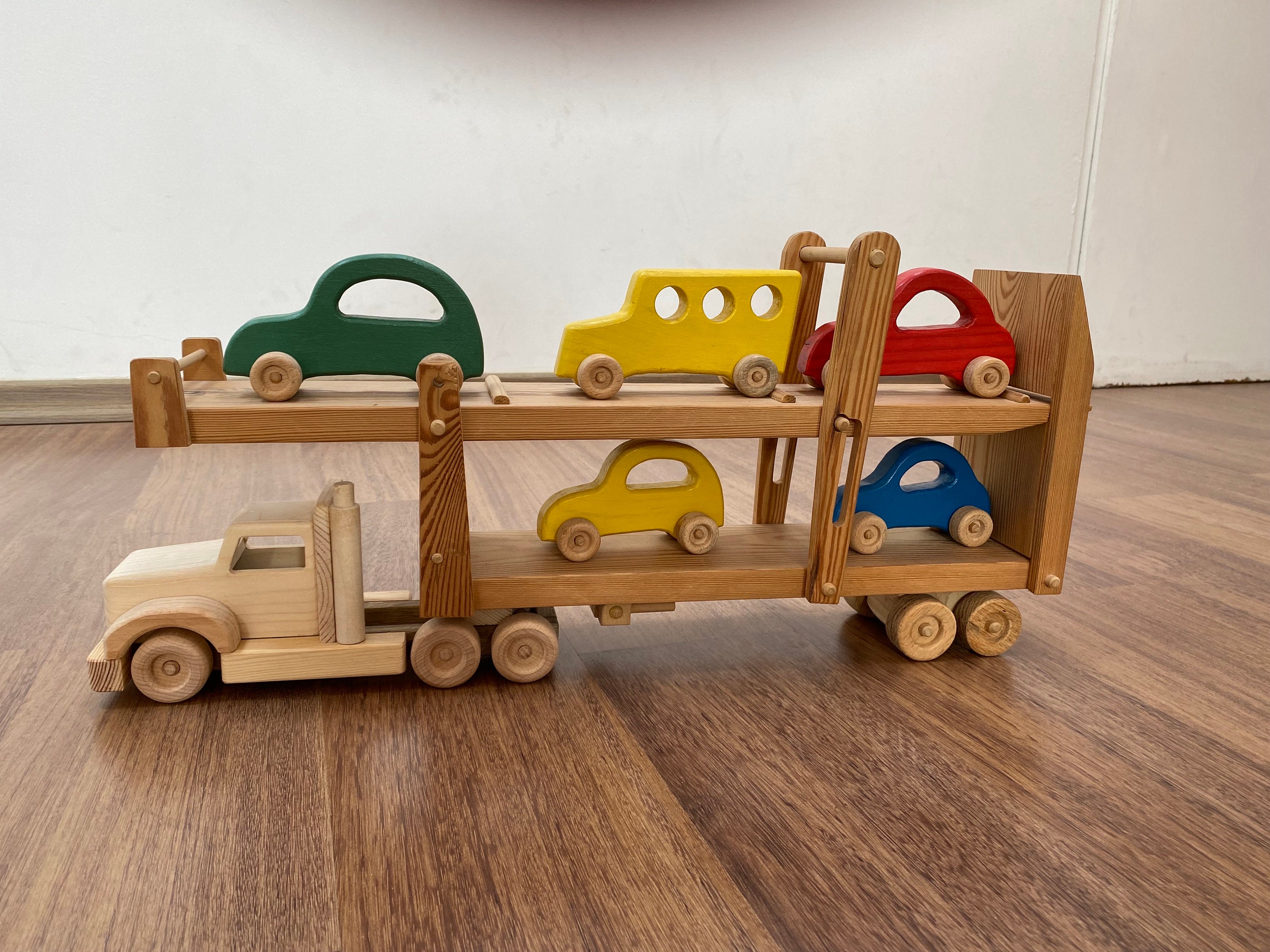Hailey the Car Hauler - a Wooden Toy Truck With Movable Ramps - Five ...