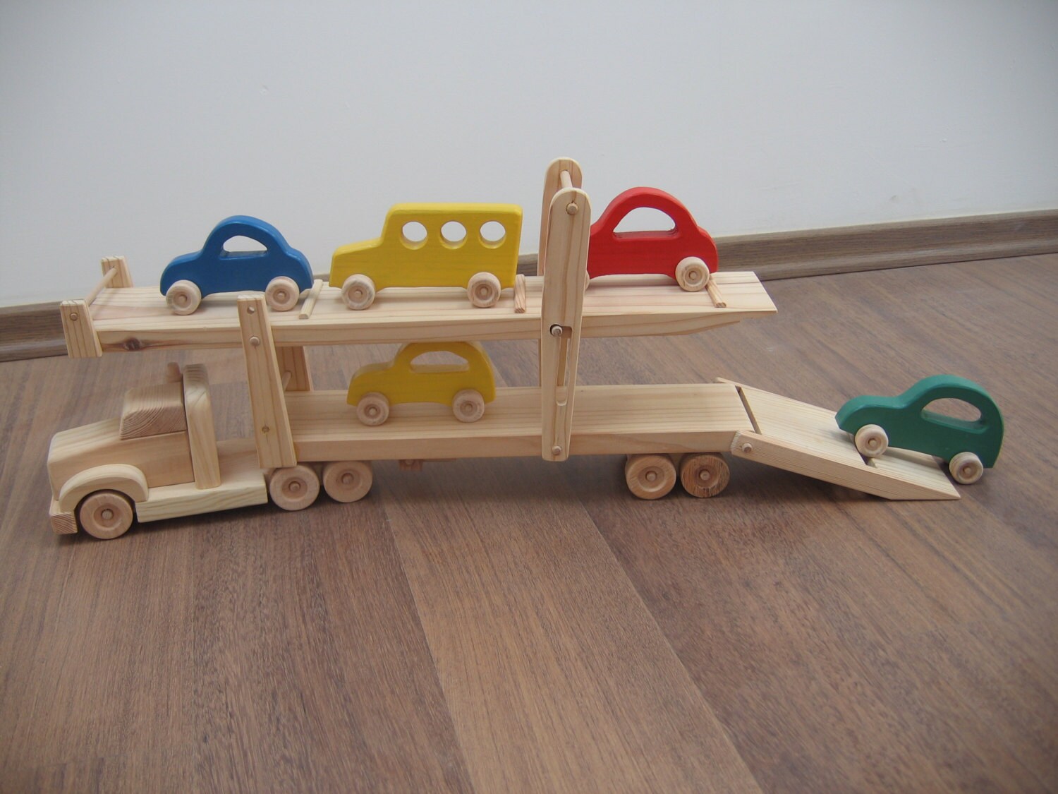 Timber Toy Car High Rider Hailey the Car Hauler a Wooden Toy Truck With Movable Ramps - Etsy
