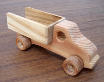 Mini wooden toy truck - natural finished eco-friendly toy for toddlers and kids