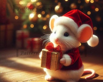 Set of 4 Cute Christmas Mice Mouse with gifts Digital Image High Res JPG Junk Journaling Scrapbooking Card Making DIGITAL DOWNLOAD printable