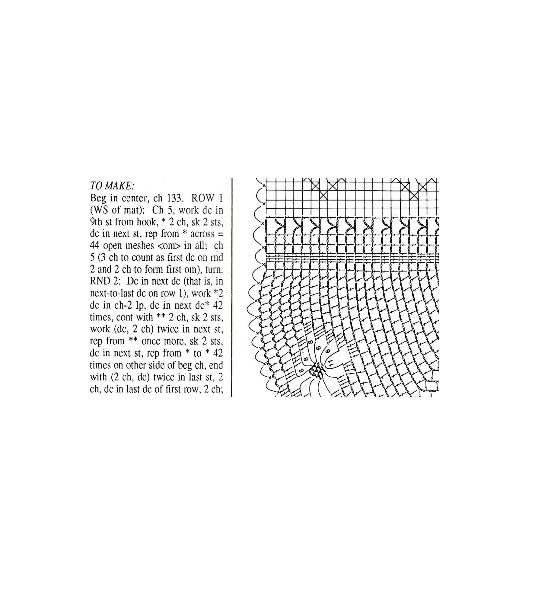 Crochet Table Mat Rectangular Doily Pattern - 31 1/2" Long | Instant ...