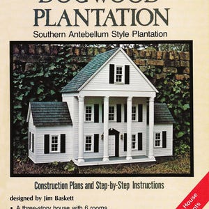 Vintage miniatuur 1:12 poppenhuis houtbewerkingsplannen boek - kornoeljeboomplantage - PDF DIGITALE DOWNLOAD - vooroorlogse stijl - 3 verdiepingen en 6 kamers