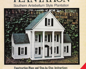 Vintage Miniature 1:12 Dollhouse Woodworking Plans Book - Dogwood Plantation - PDF DIGITAL DOWNLOAD - Antebellum Style - 3 story 6 rooms