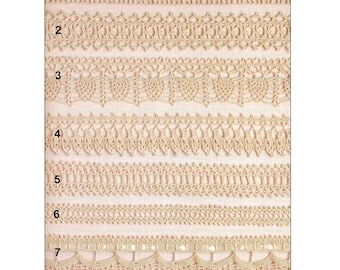 Set di 7 modelli di bordi, passamanerie e passamanerie all'uncinetto - DOWNLOAD DIGITALE IMMEDIATO IN PDF