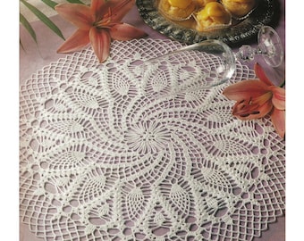 Elegantes rundes Häkeldeckchen-Muster - 36 cm - "Pirouete" -Sofortiger PDF-DOWNLOAD Erbstück - Fortgeschrittene Anfänger - Ananas ."