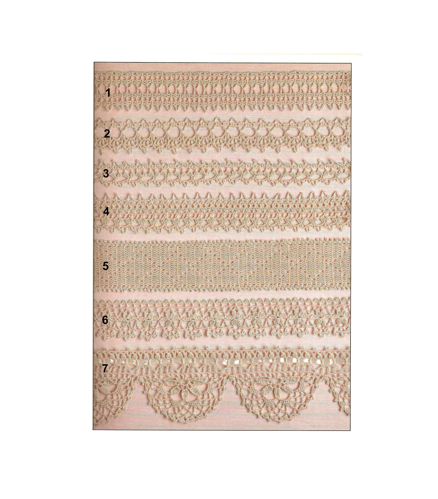 39 Crochet Borders with Lace, Scallops, Frames, and Table Runners 37 Set of 7 Crochet Edgings Borders Trims Patterns
