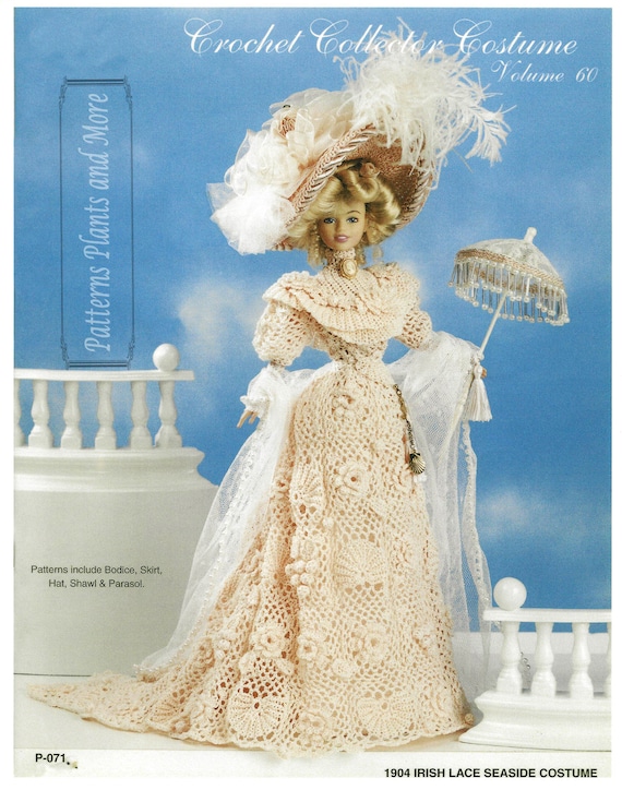 seaside dress crochet pattern Crochet Pattern PDF Download 1904 Irish Lace Seaside Dress Gown Fashion  Doll 11 1/2
