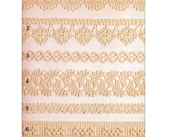 Set mit 6 Häkelborten Bordüren Borten Muster - Sofortiger DIGITALER PDF-DOWNLOAD