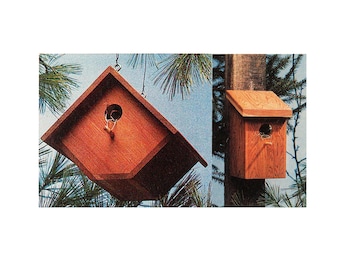 Set mit 2 klassischen Vintage-Holz-Vogelhäusern - Zaunkönig und Blauhäher - Sofortiger PDF-DIGITAL-Download - Materialliste, Gemessene Zeichnung, Anleitung