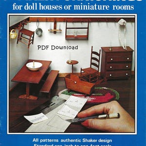 Vintage Miniature 1:12 Dollhouse Shaker Style Furniture Pattern Book - PDF DIGITAL DOWNLOAD - Doll House Plan Bed Dresser Table Cradle Chest