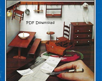 Vintage Miniature 1:12 Dollhouse Shaker Style Furniture Pattern Book - PDF DIGITAL DOWNLOAD - Doll House Plan Bed Dresser Table Cradle Chest