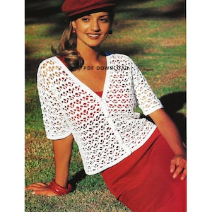 Vintage Crochet Summer Jacket Cardigan | Jacket Crochet Pattern - Instant DIGITAL PDF DOWNLOAD - Fish Scale design Pretty Classy & Lovely