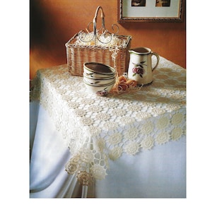 Crochet Square Tablecloth Topper Pattern - 45 1/2&quot; square - &quot;Country Living&quot; - Instant DIGITAL PDF DOWNLOAD Heirloom /Challenging skill