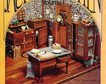 Vintage Miniature 1:12 Dollhouse Country Kitchen Furniture Pattern Book - PDF DIGITAL DOWNLOAD -Ice Box Pie Safe Dry Sink Tin Top Work Table