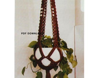 Vintage Makramee Blumenampel Muster - Ivy League - 1,20 m lang | Sofortiger DIGITALER PDF-DOWNLOAD | 1978 retro style Blumenampel
