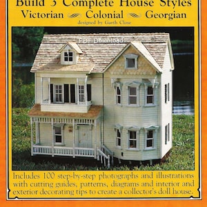 Vintage Miniatur 1:12 Puppenhaus Holzbearbeitungspläne Buch - 3 Individuelle Baupläne - PDF DIGITALER DOWNLOAD - Victorian Georgian Kolonialstil