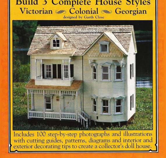Vintage Miniature 1:12 Dollhouse Woodworking Plans Book - 3 Separate Style Build Plans - PDF DIGITAL DOWNLOAD - Victorian Georgian Colonial