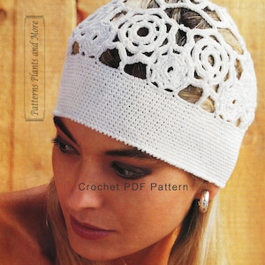 vintage au crochet Juliette maille bonnet casquette de mort chapeau de mariage motif téléchargement PDF numérique instantané assez chic et belle compétence intermédiaire