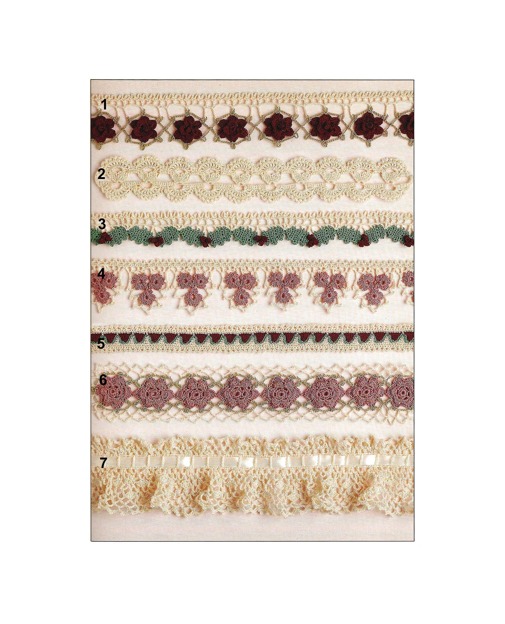 39 Crochet Borders with Lace, Scallops, Frames, and Table Runners 38 Set of 7 Crochet Edgings Borders Trims Patterns