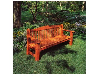 Vintage Classic Gartenbank Holzbearbeitungspläne - 1,80 m Länge - Sofortiger PDF DIGITALER Download - Materialliste, Gemessene Zeichnung, Anleitung