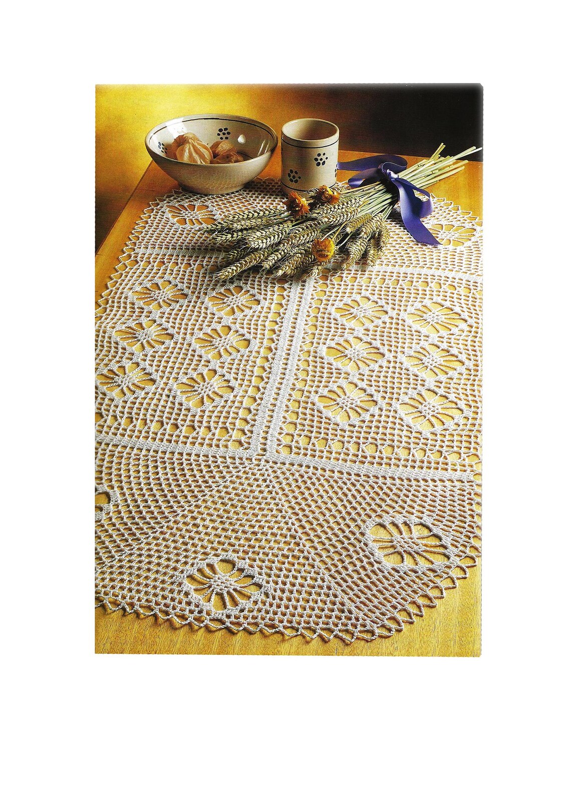 Crochet Table Mat Rectangular Doily Pattern - 31 1/2" Long | Instant ...